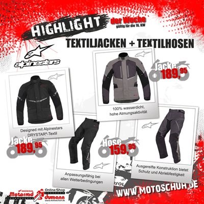 Alpinestars Jacken und Hosen