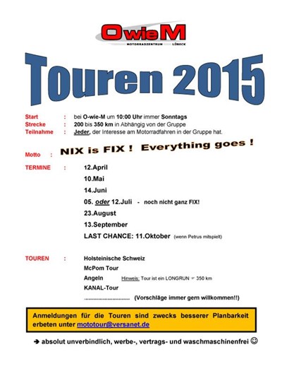 O wie M Touren 2015