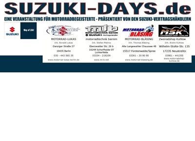 Großer SUZUKI Probefahrttag - SUZUKI-DAY´S 2017 mit Leistungsprüfstand!!!