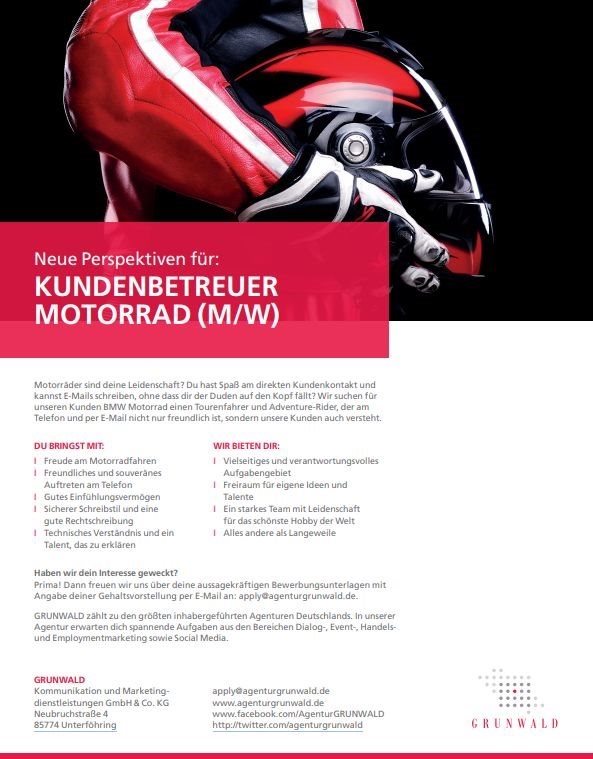 Kundenbetreuer Motorrad (M/W)