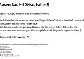 Ausverkauf -50% bis Ende Mai - wir schließen Ausverkauf -50% bis Ende Mai - wir schließen