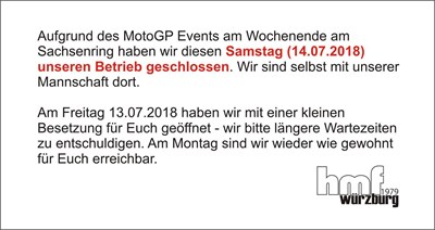Samstag geschlossen