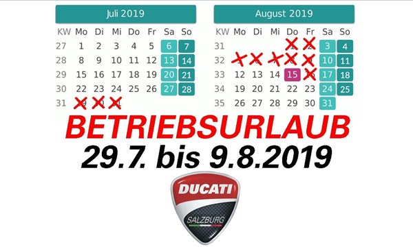 Betriebsurlaub DUCATI SALZBURG