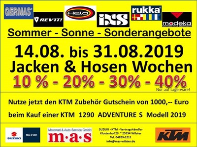 Jacken und Hosen Wochen 14.08. - 31.08.2019