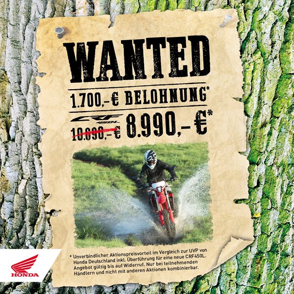 Honda Semmler - WANED CRF 450 L - Bild 1 Honda Semmler - WANED CRF 450 L - Bild 1
