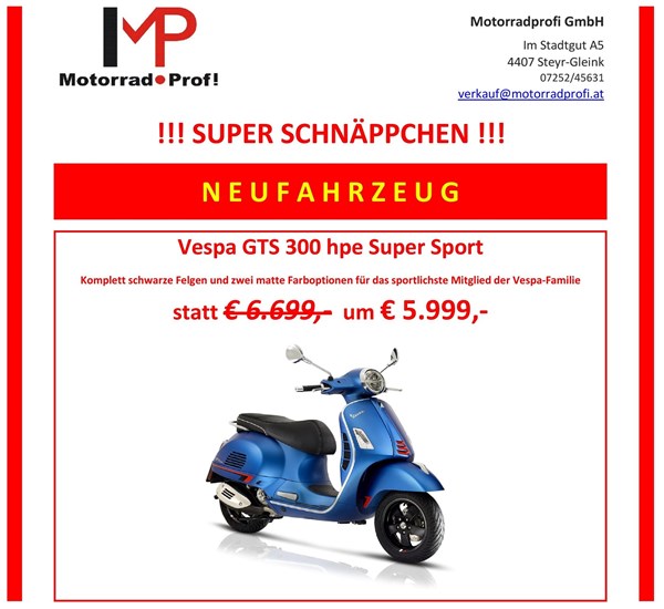 VESPA GTS SUPER 300 HPE SUPERSPORT SCHNÄPPCHEN