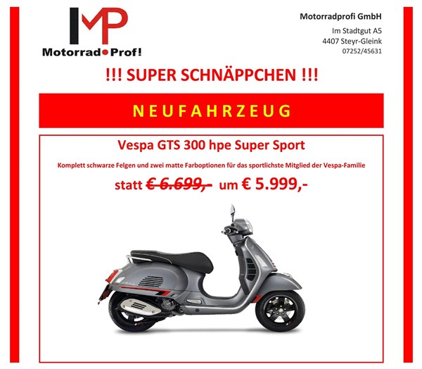 VESPA GTS SUPER 300 HPE SUPERSPORT SCHNÄPPCHEN