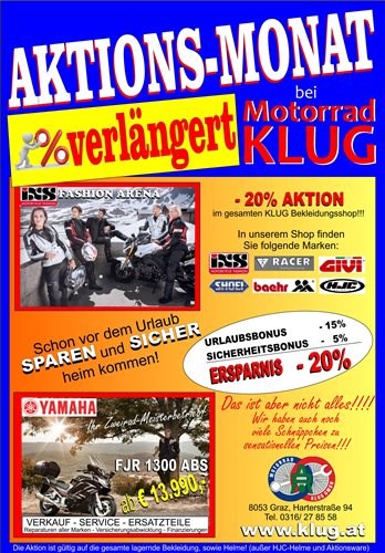 AKTIONS-MONAT verlängert bei Motorrad KLUG