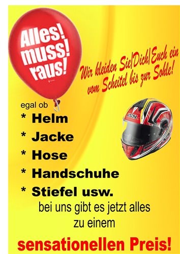ALLES MUSS RAUS bei Motorrad KLUG