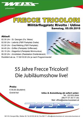 Bus ab Graz zu Frecce Tricolori Jubiläum
