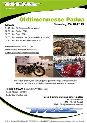 zur Auto d Epoca nach Padua 24.10.15