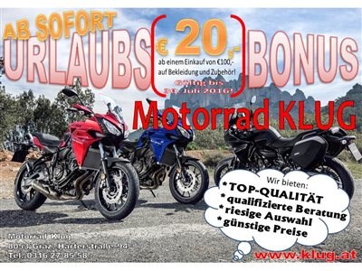 Urlaubsbonus bei Motorrad KLUG