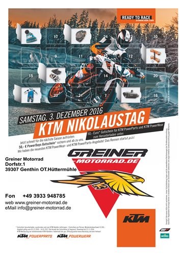 Nicht verpassen am 03.12.2016 ist KTM Nikolaustag
