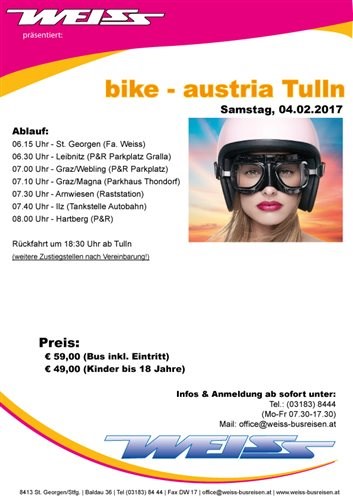 Bus zur Bike in Tulln 4.2.17 ab Leibn/Graz