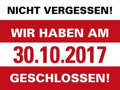 Geänderte Öffnungszeiten ab 30.10.2017