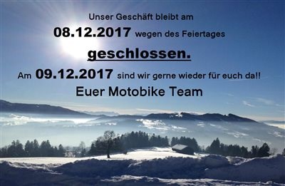 08.12.2017 FEIERTAG GESCHLOSSEN