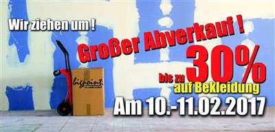 GROßER ABVERKAUF ! BigPoint Speyer zieht um Wir ziehen um.Daher machen wir einen großen Abverkauf am 10.-11.02.2017.Und das ist Ihre Chance auf tolle Schnäppchen.Weniger trag... Weiter >>