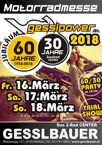 Motorradmesse am 16. 17. und 18. März 2018