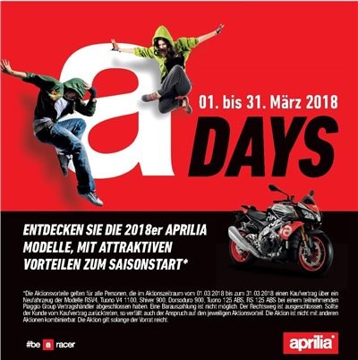 Aprilia Open Doors 01. bis 31. März 2018