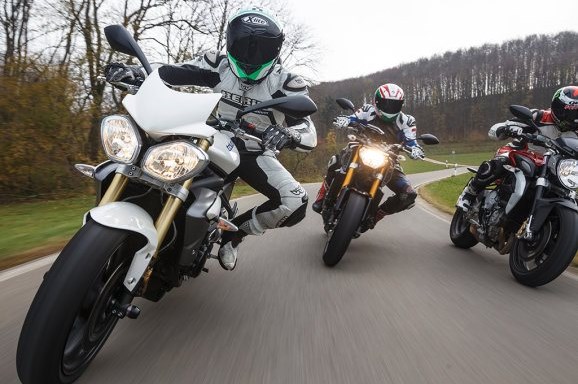 3-Zyl.Vergleich Triumph Street, MT-09, MV Brutale
