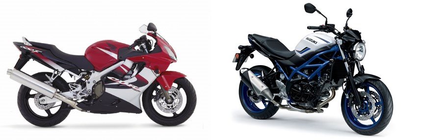 Motorrad Vergleich Honda CBR 600 F 2005 vs. Suzuki SV 650 2019