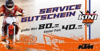 MX – KTM KINI: sensationelles Angebot zum Abschluss der Saison!
Für alle die ihrem Bike nach einer langen Saison etwas gutes Tun wollen, gibt es jetzt einen Service- und Reparaturgutschein zum...
