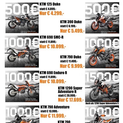 KTM POWER DEALS nur noch bis zum 31.12.20 !!!
KTM POWER DEALS nur noch bis zum 31.12.20 !!!