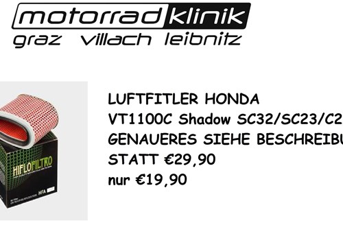 LUFTFITLER VT1100C Shadow SC32/SC23/C2/C3/C GENAUERES SIEHE BESCHREIBUNG STATT €29,90 NUR €19,90 LUFTFITLER VT1100C Shadow SC32/SC23/C2/C3/C GENAUERES SIEHE BESCHREIBUNG STATT €29,90 NUR €19,90